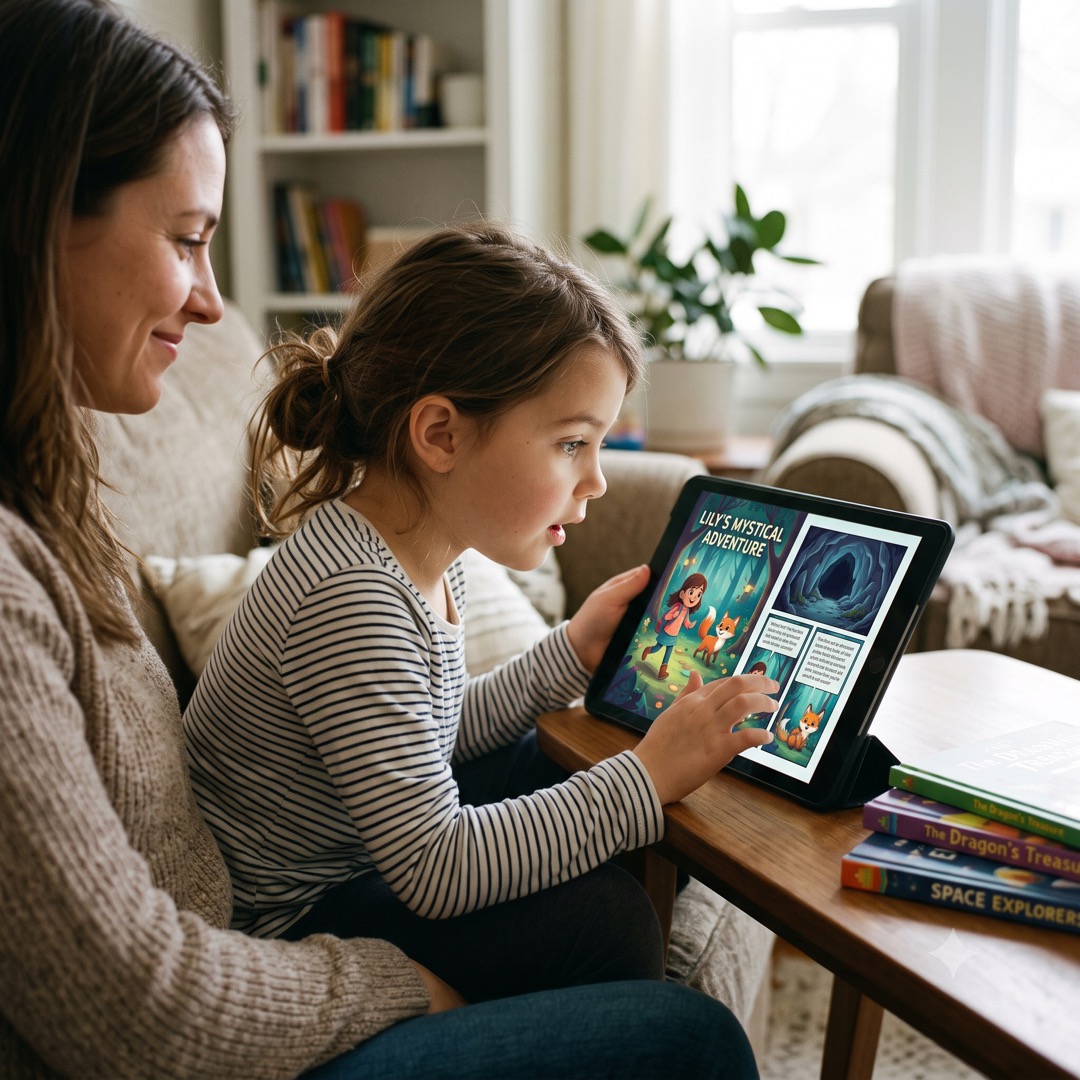 Personalised storybook illustration starring a child hero