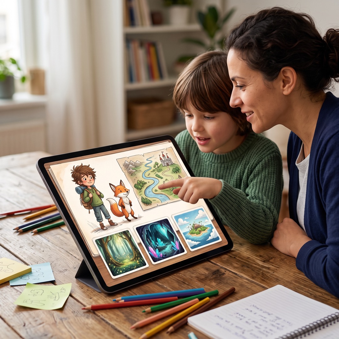 Personalised storybook illustration starring a child hero