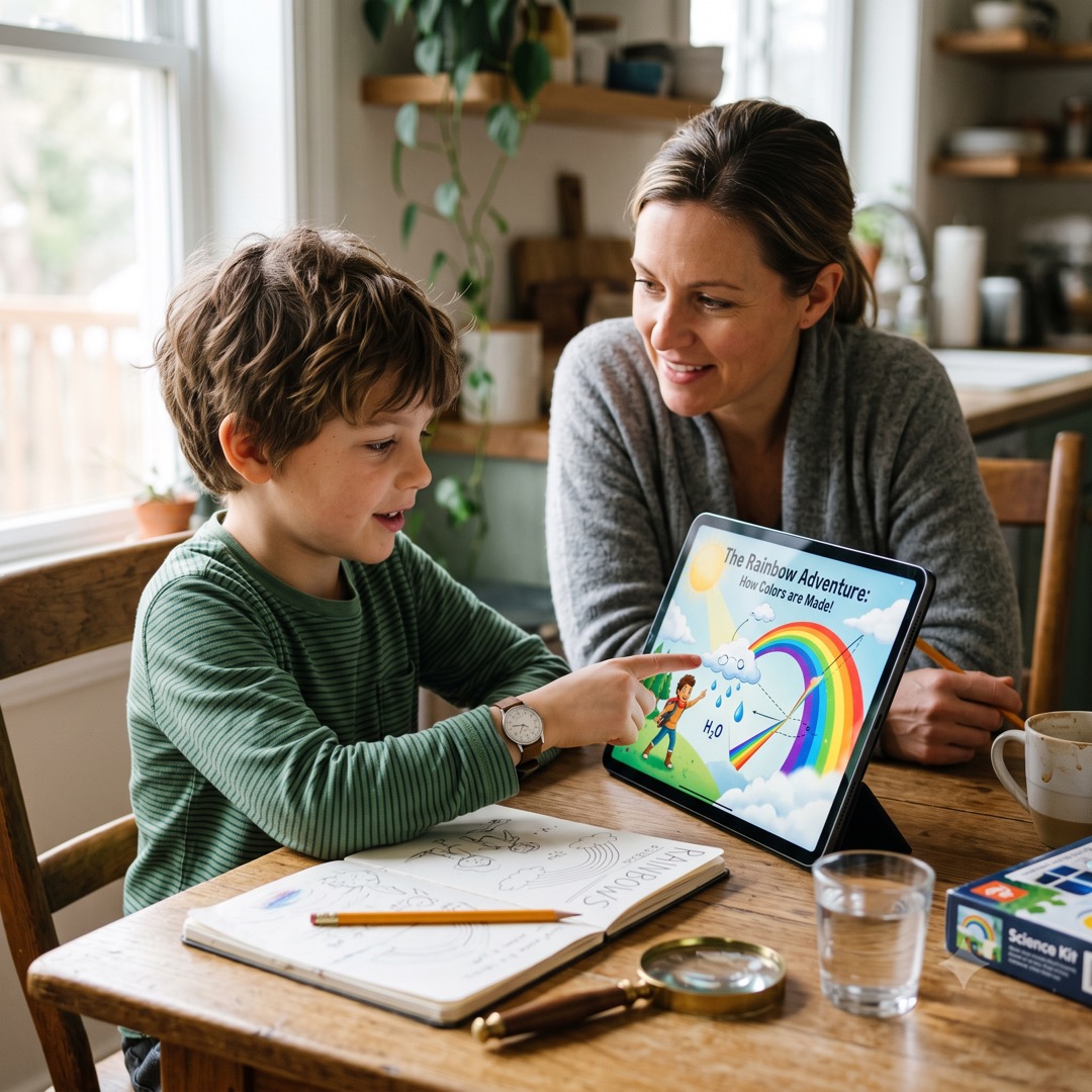 Personalised storybook illustration starring a child hero