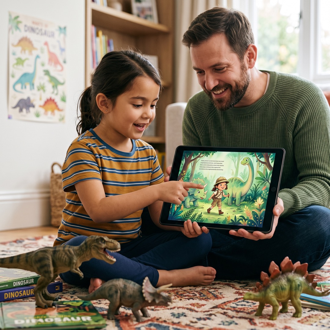 Personalised storybook illustration starring a child hero