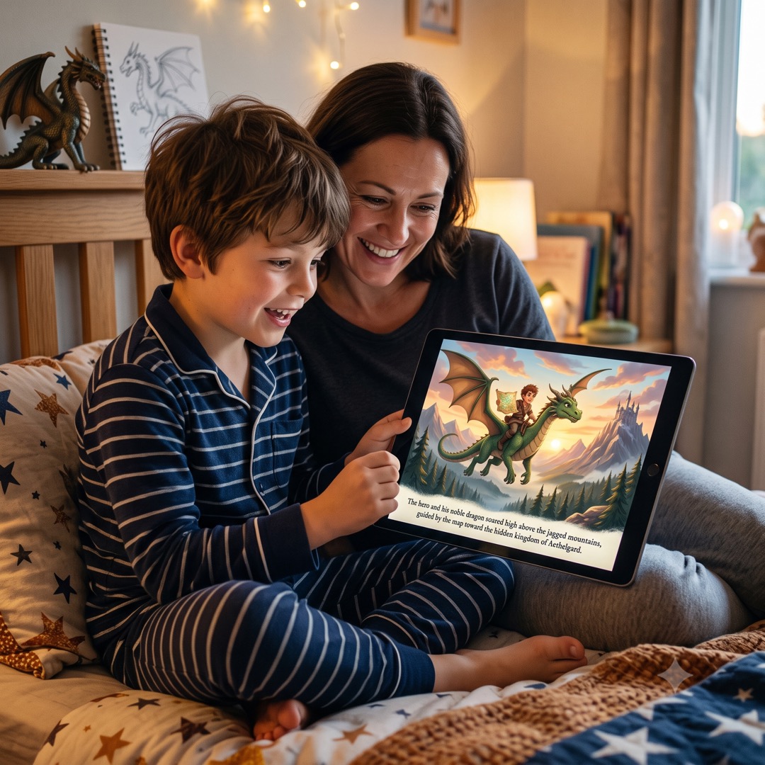 Personalised storybook illustration starring a child hero
