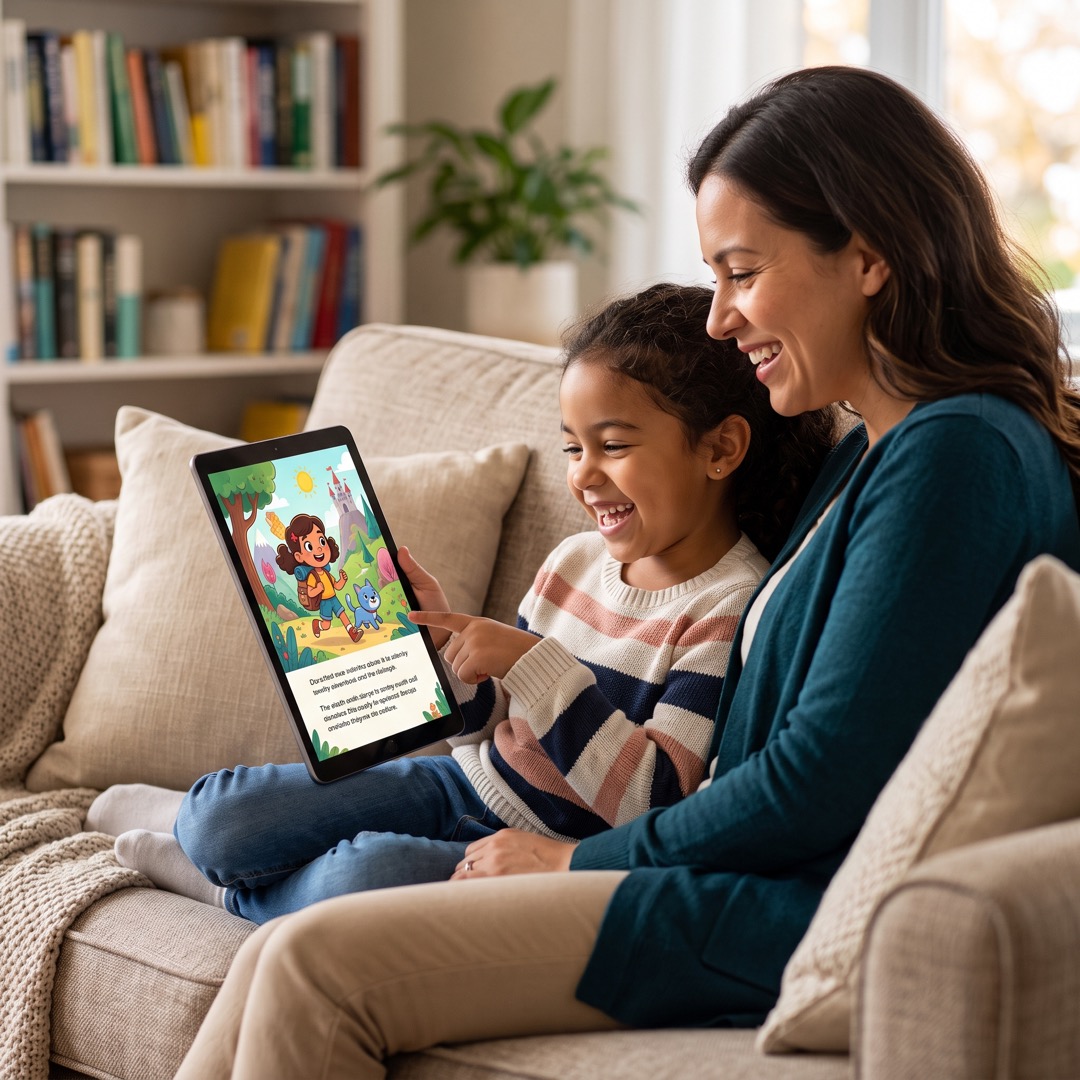 Personalised storybook illustration starring a child hero