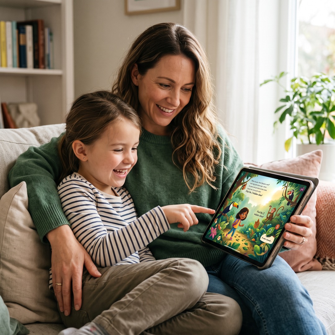 Personalised storybook illustration starring a child hero