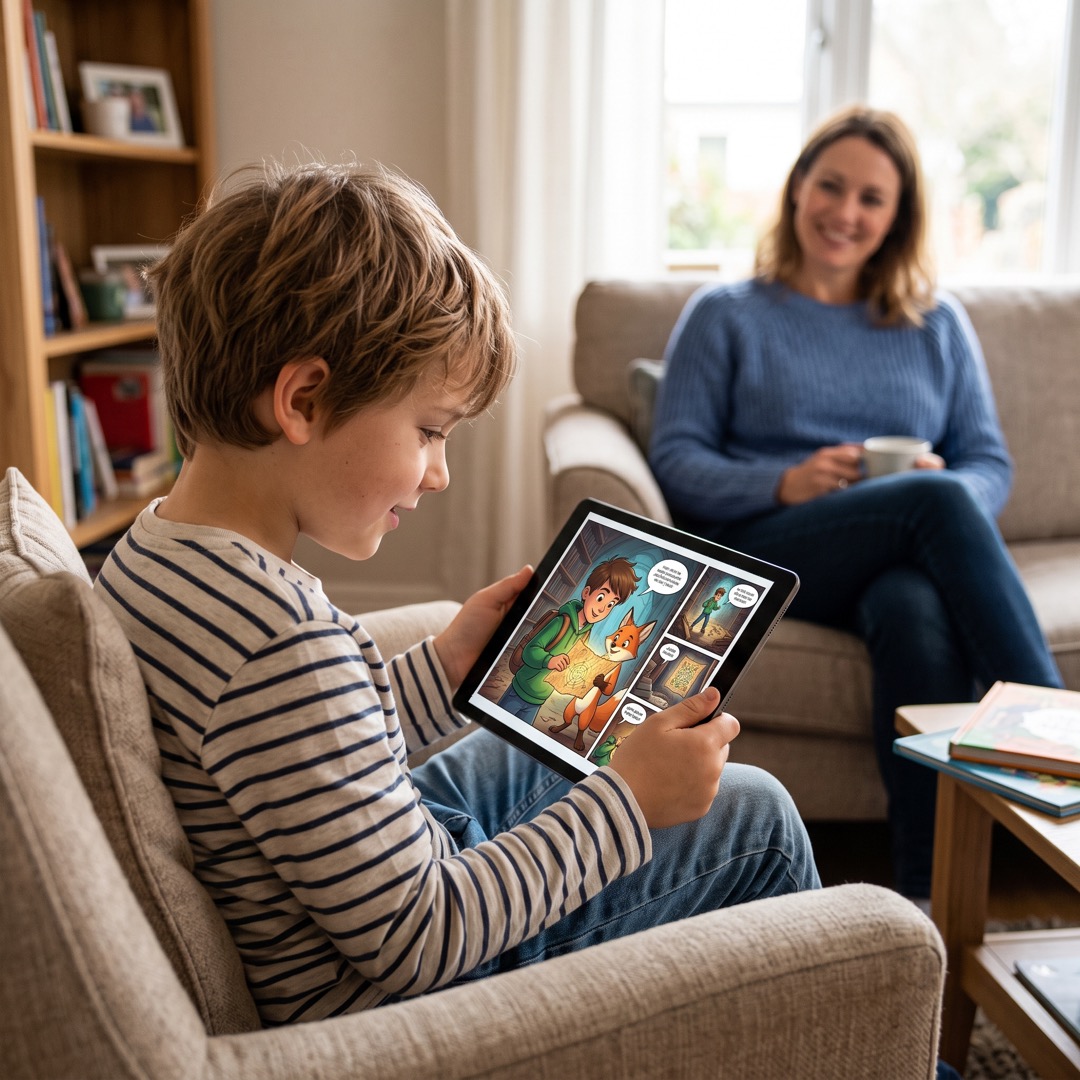 Personalised storybook illustration starring a child hero